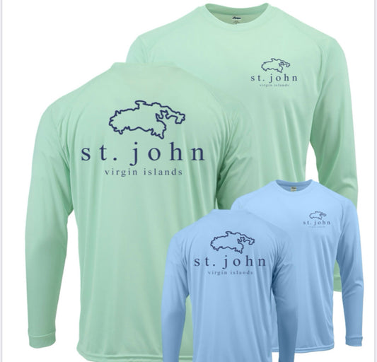 St. John Map Shirt UPF 50+ (Blue)